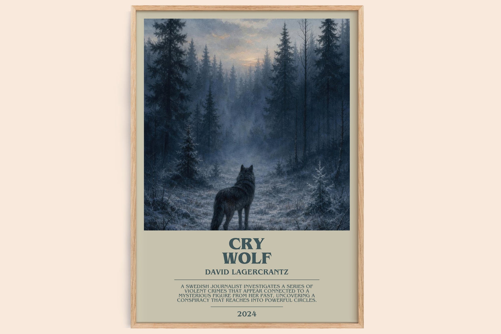 Cry Wolf bookish book poster by David Lagercrantz – framed literary art print
