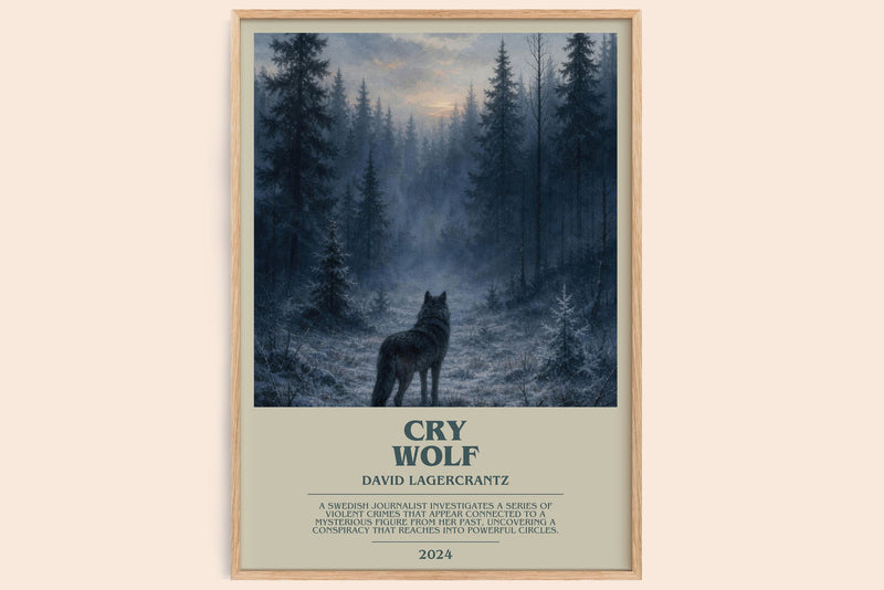 Cry Wolf bookish book poster by David Lagercrantz – framed literary art print