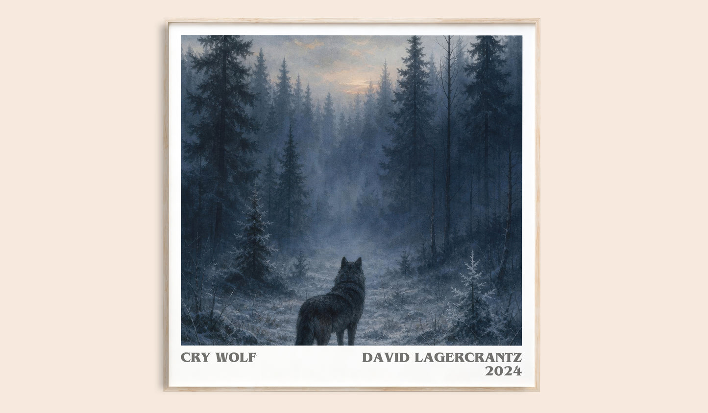 Cry Wolf literary book poster by David Lagercrantz – framed literary art print