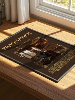 Pragmatism Minimalist Book Poster by William James – print on a sunlit desk