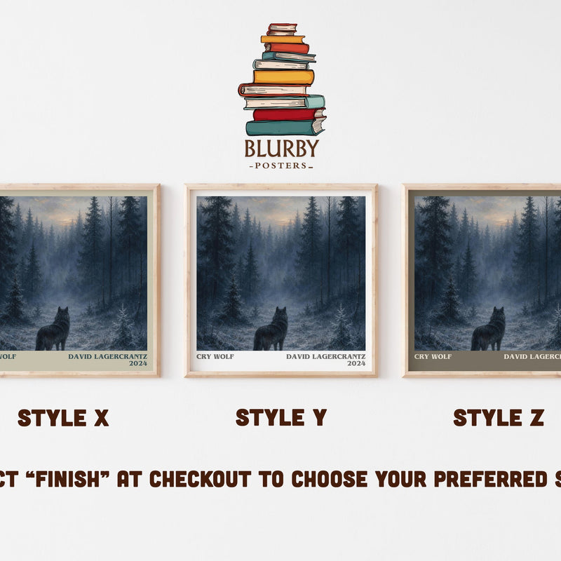 Cry Wolf literary print in frame leaning in hallway – thriller wall art