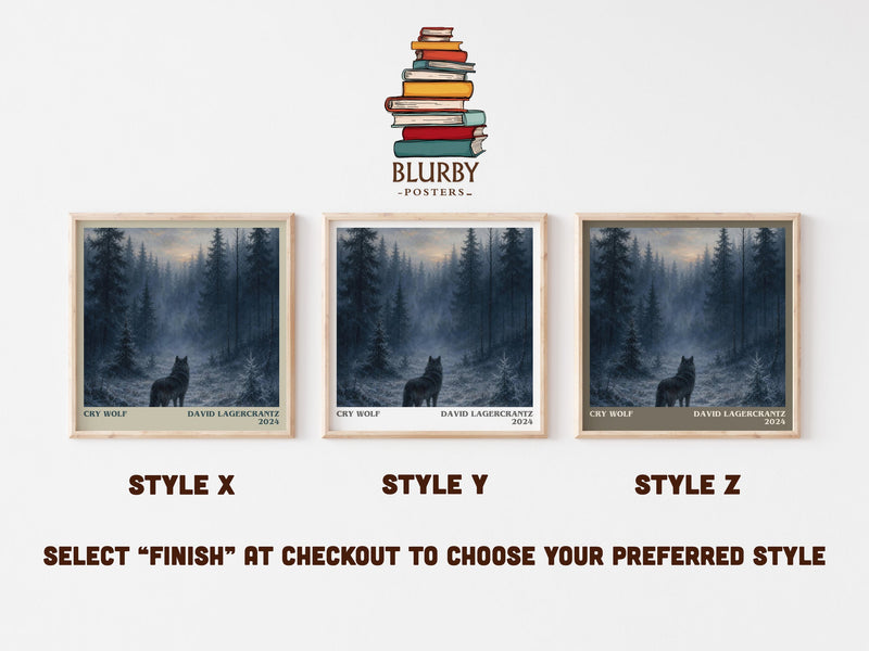 Cry Wolf literary print in frame leaning in hallway – thriller wall art