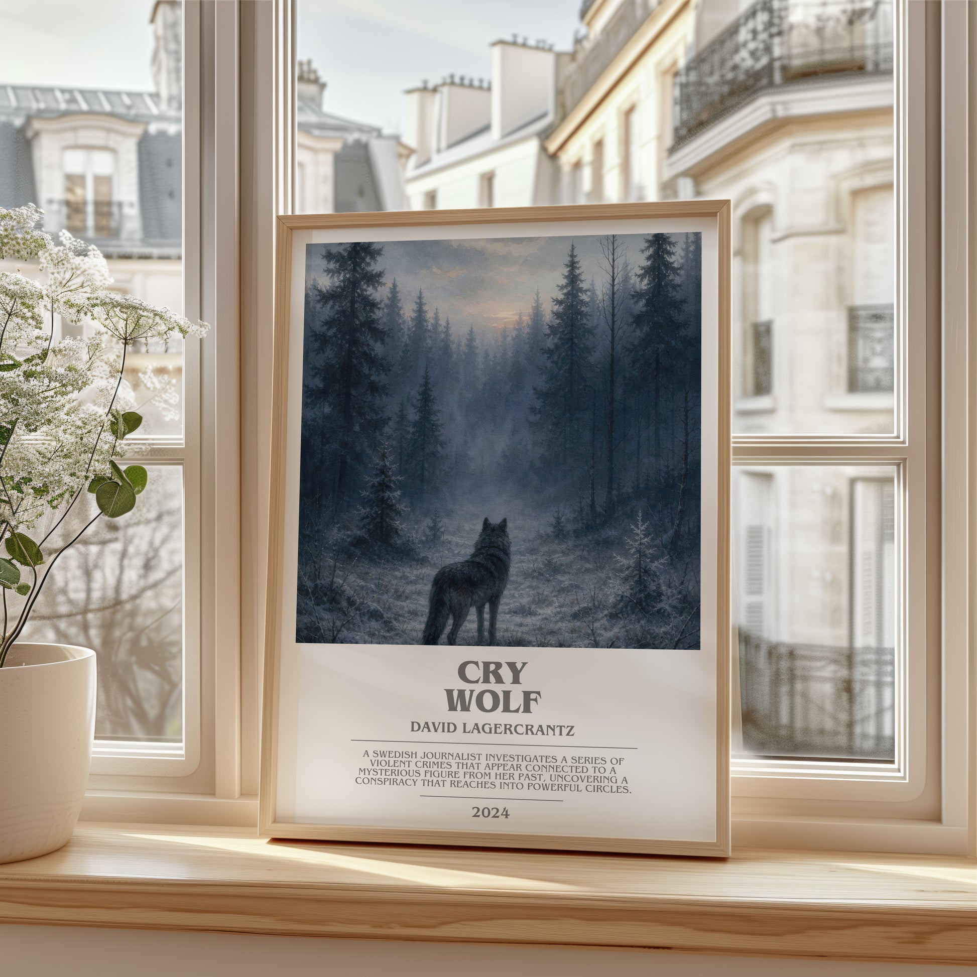 Cry Wolf bookish poster colour and style options – David Lagercrantz book art