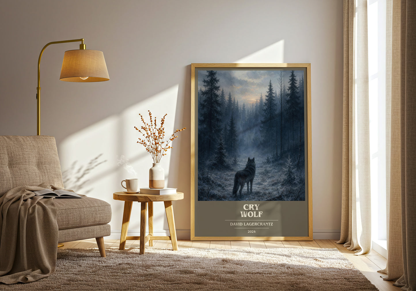 Cry Wolf book cover print on bookshelf – David Lagercrantz fan gift