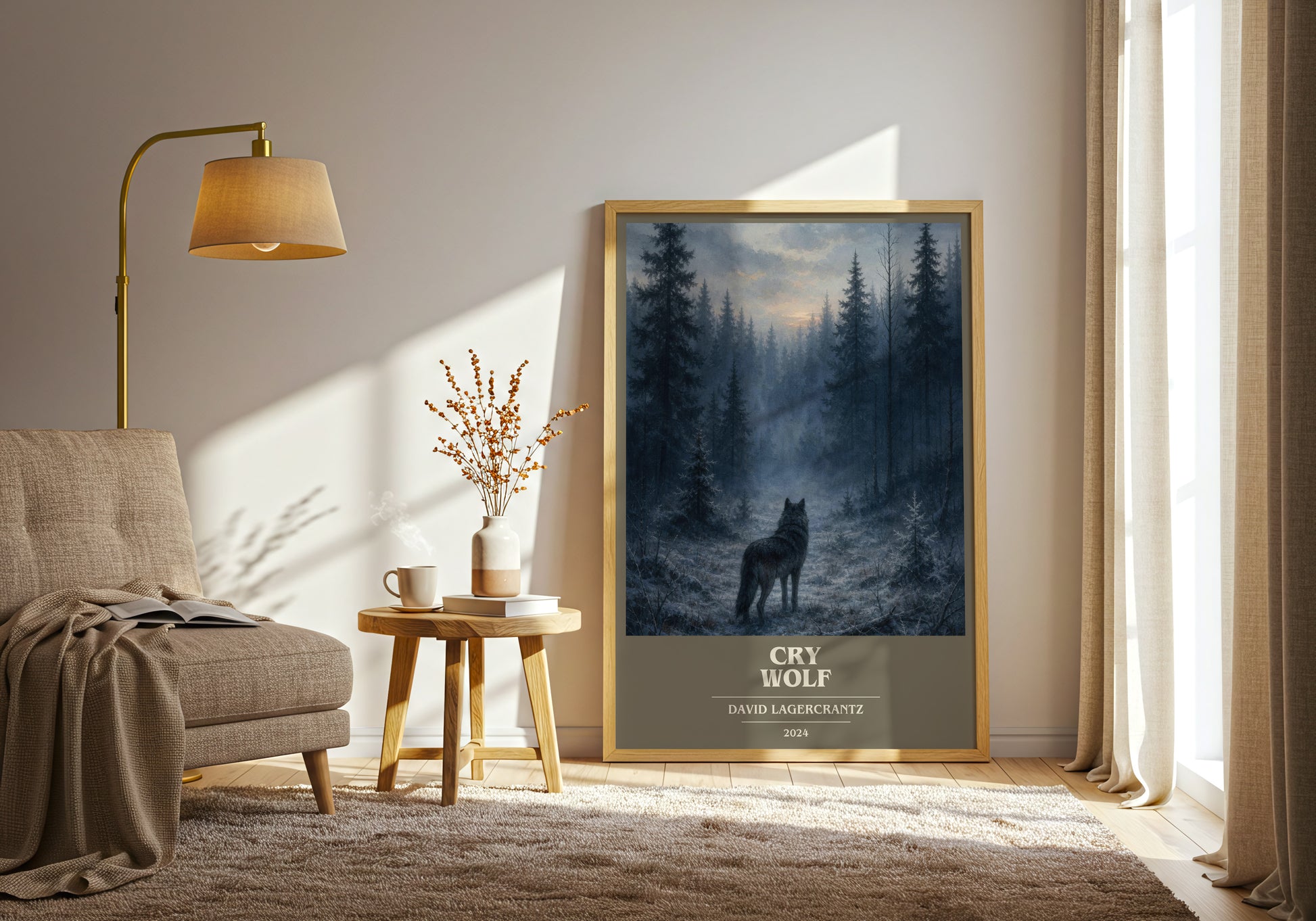 Cry Wolf book cover print on bookshelf – David Lagercrantz fan gift