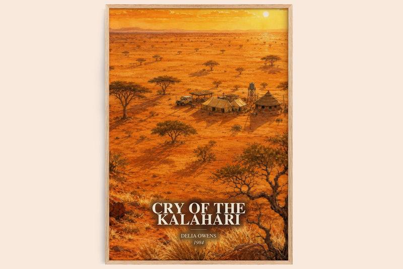 Cry Of The Kalahari watercolour book poster by Delia Owens – framed literary art print