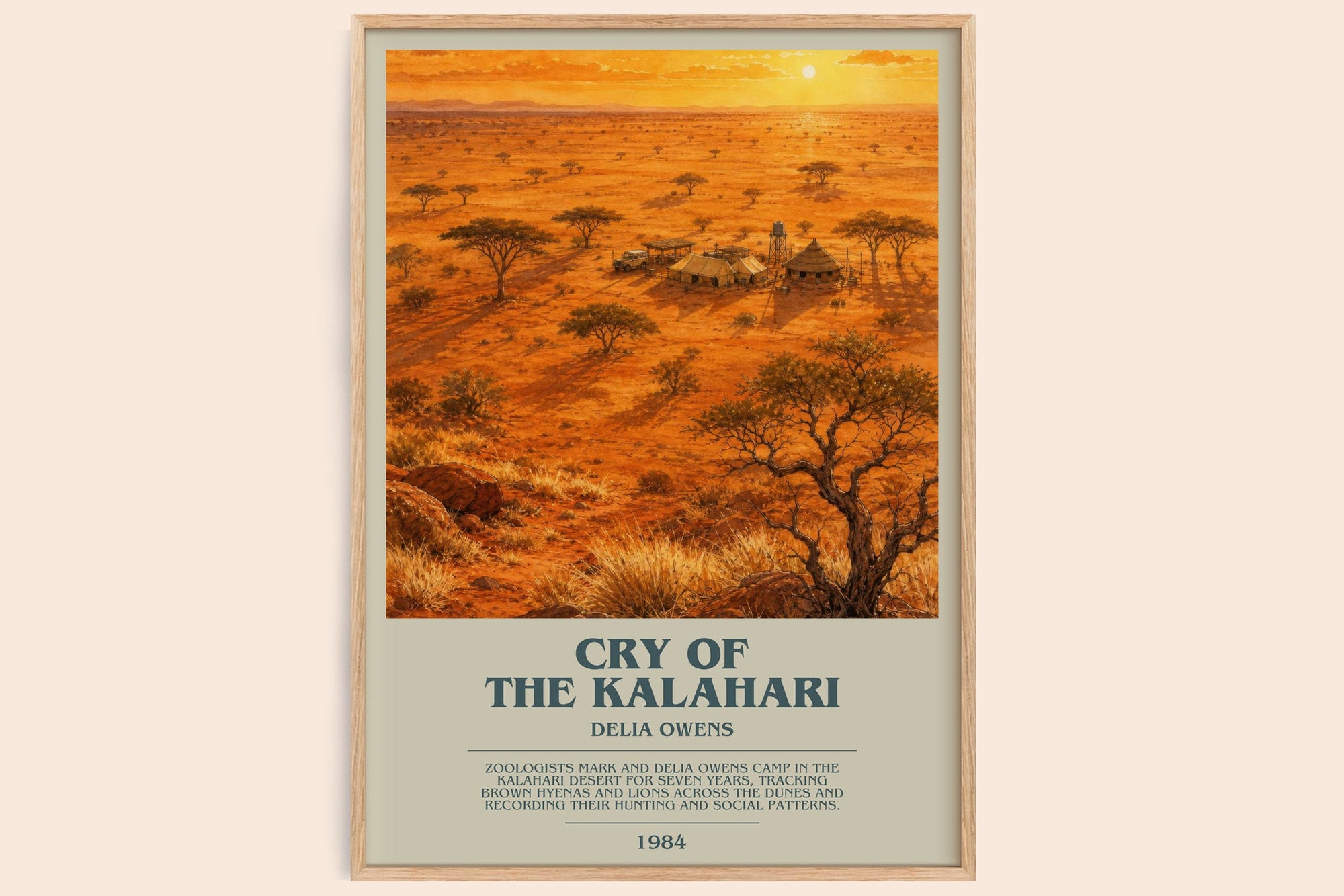 Cry Of The Kalahari bookish book poster by Delia Owens – framed literary art print