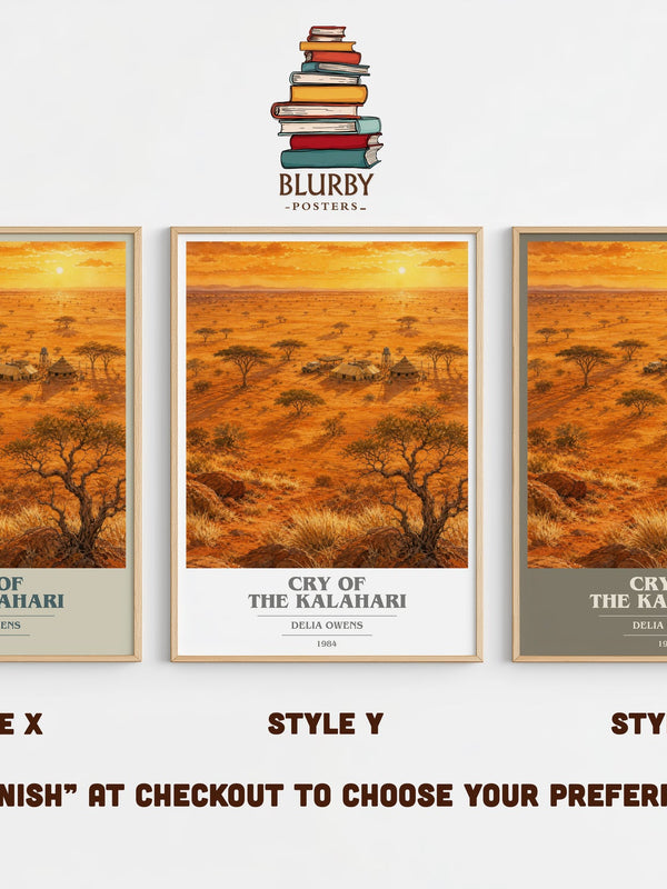 Cry Of The Kalahari book cover print in frame leaning in hallway – non fiction wall art