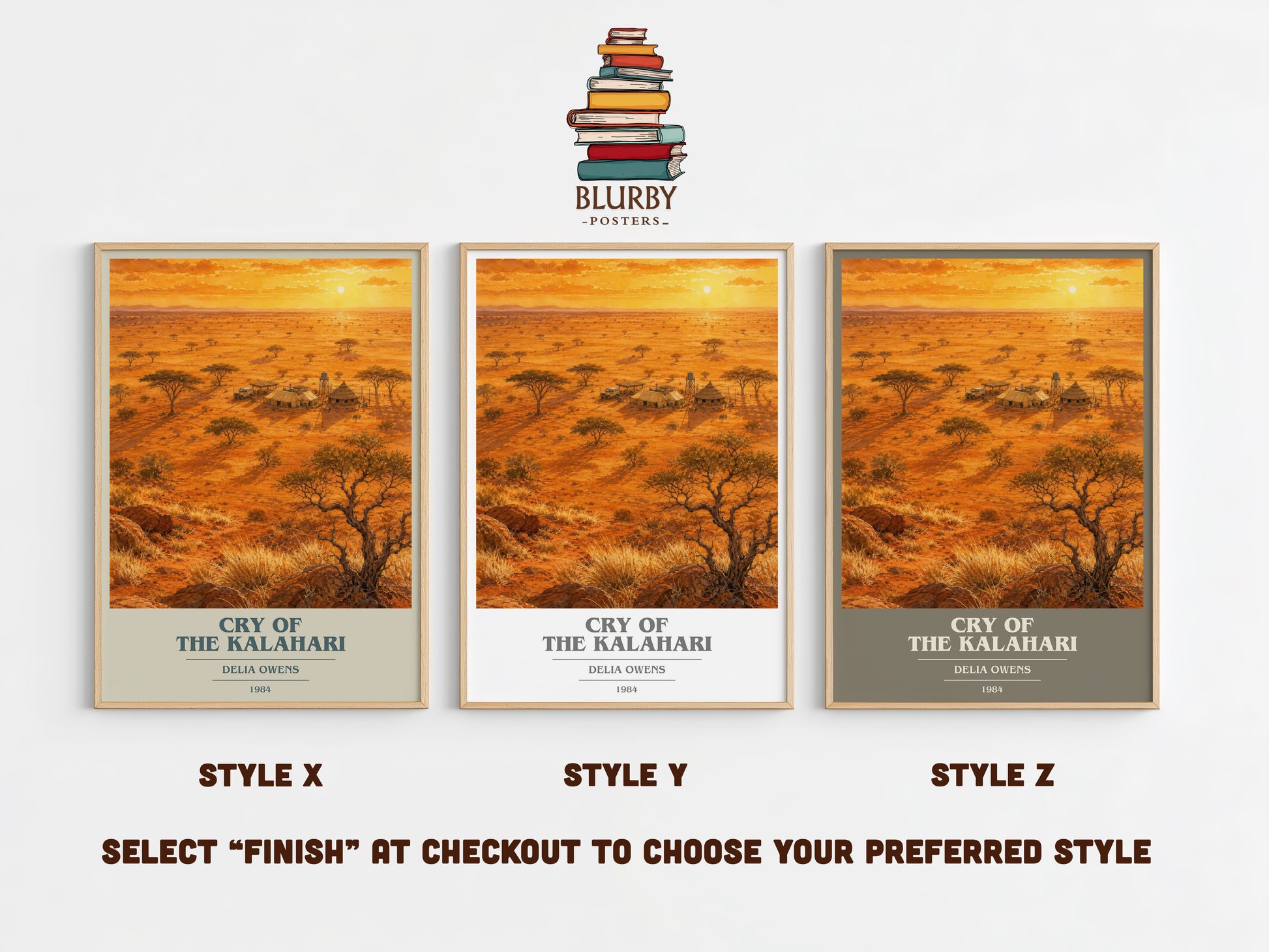 Cry Of The Kalahari book cover print in frame leaning in hallway – non fiction wall art