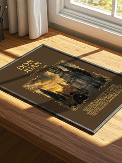 Don Juan Minimalist Book Poster by Molière – print on a sunlit desk