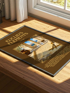 Euclid's Elements Minimalist Book Poster by Euclid – print on a sunlit desk