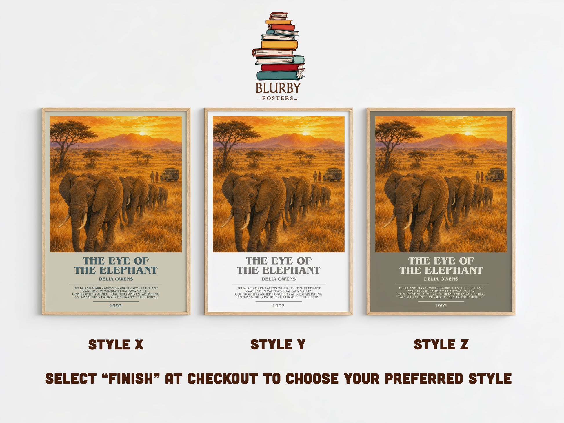 The Eye Of The Elephant bookish print in frame leaning in hallway – non fiction wall art