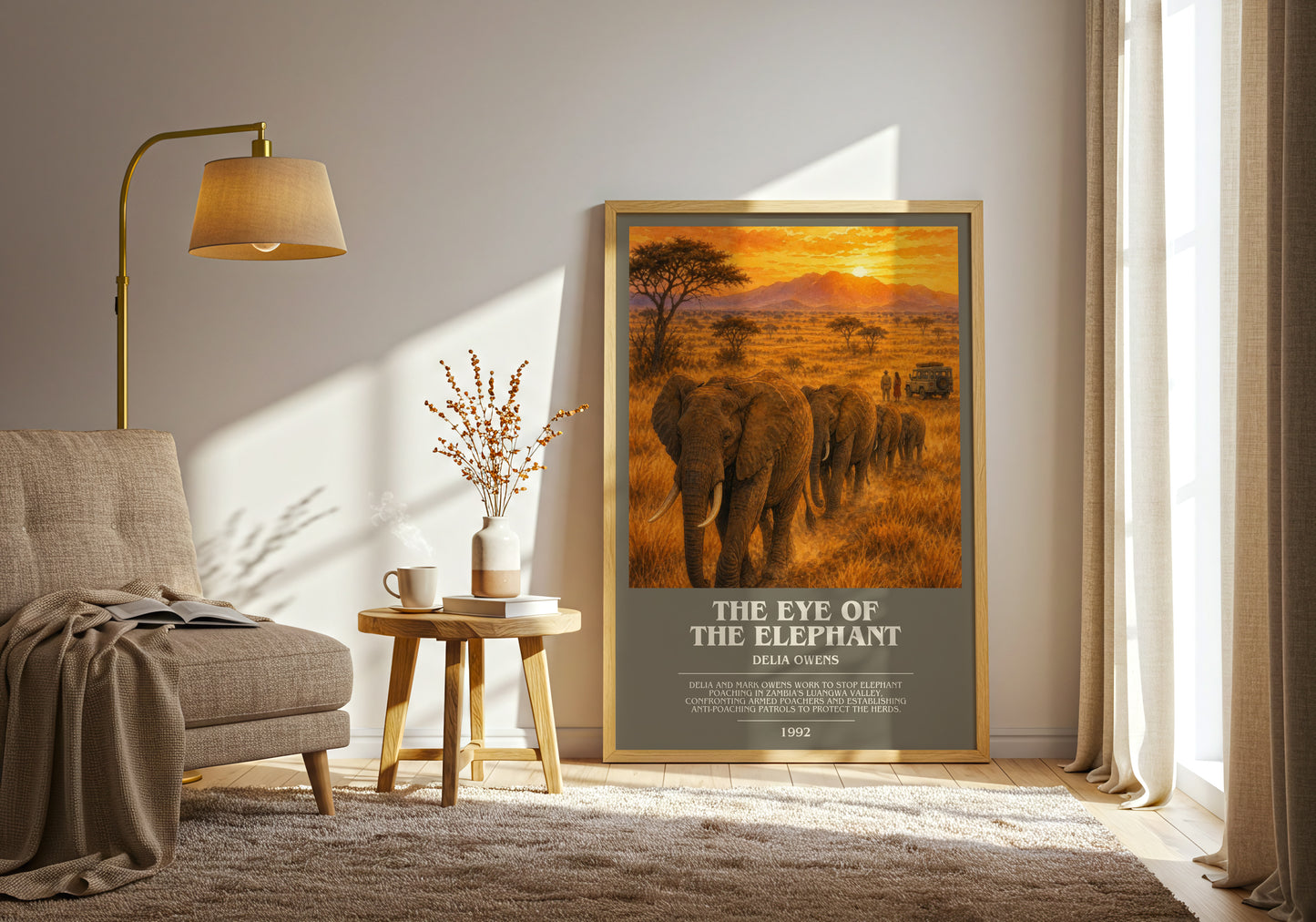 The Eye Of The Elephant bookish print on bookshelf – Delia Owens fan gift