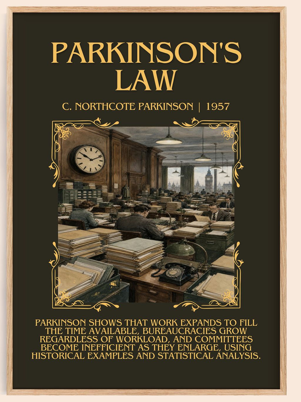 Parkinson's Law Minimalist Book Poster by C. Northcote Parkinson – book poster