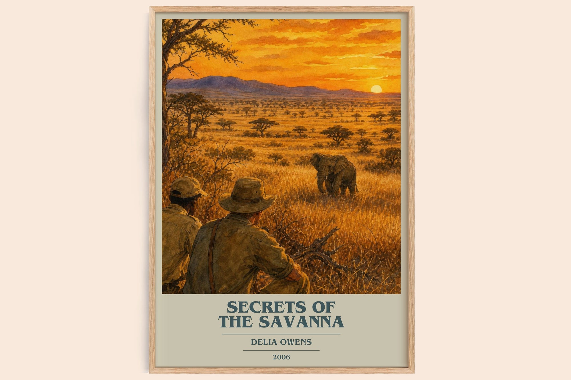 Secrets Of The Savanna book cover book poster by Delia Owens – framed literary art print