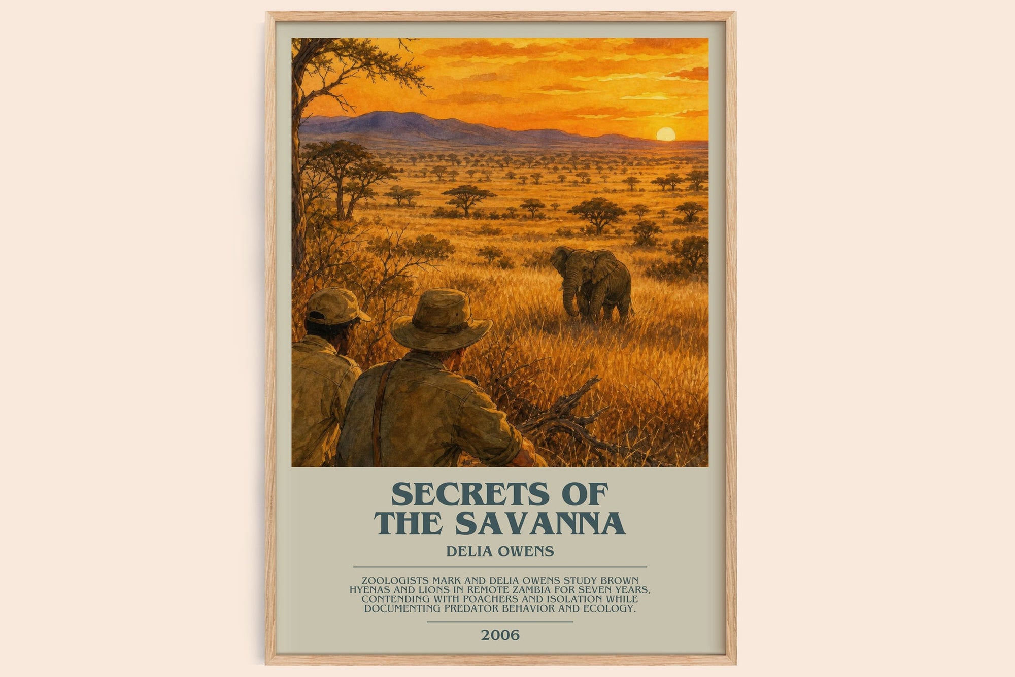 Secrets Of The Savanna bookish book poster by Delia Owens – framed literary art print