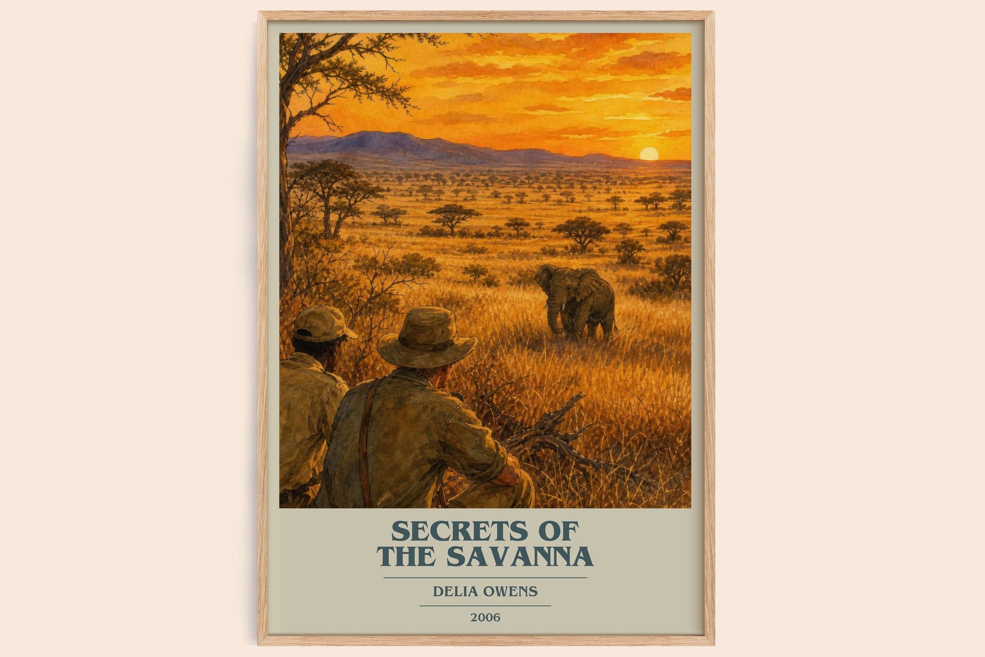 Secrets Of The Savanna book cover book poster by Delia Owens – framed literary art print