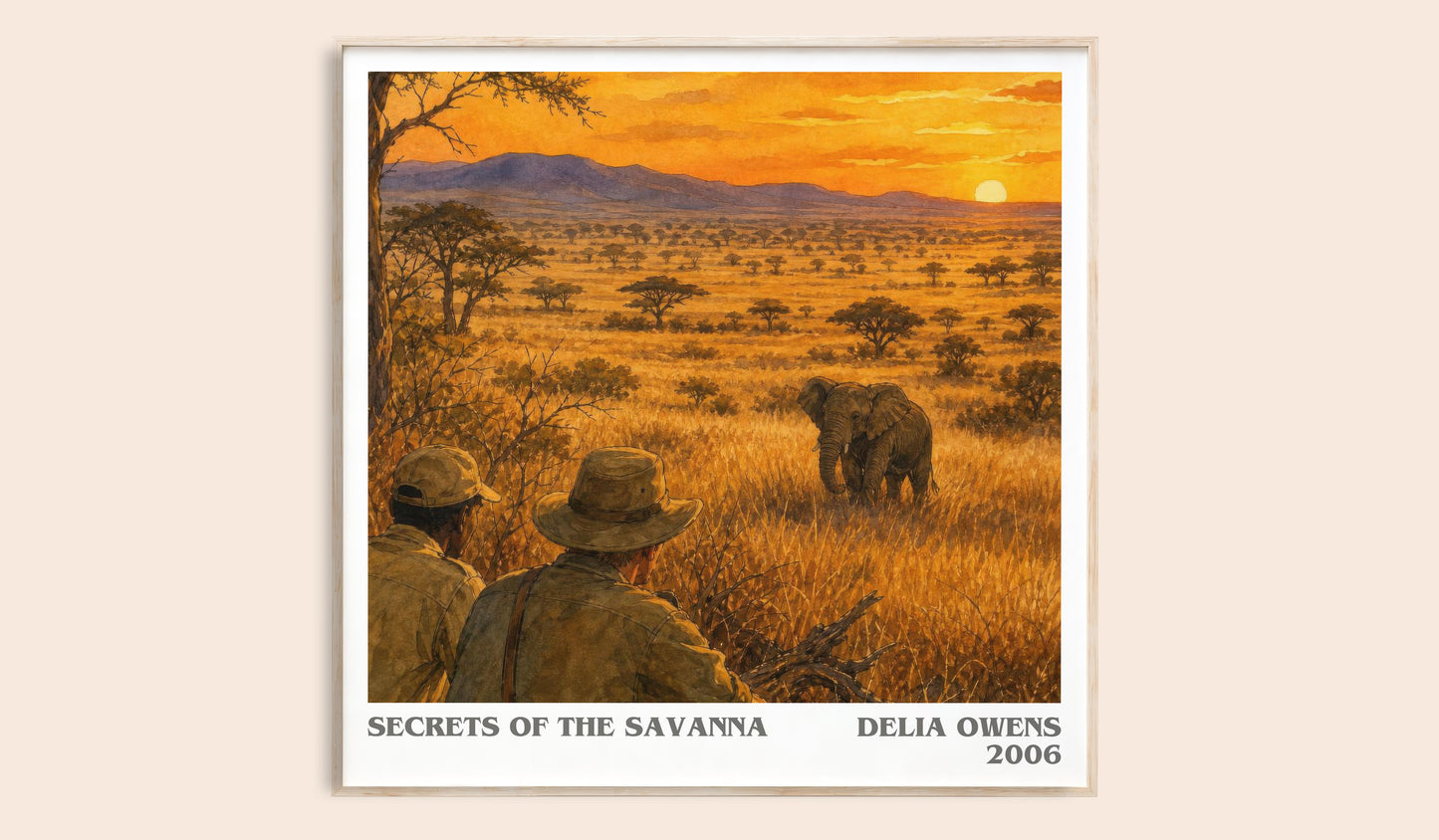 Secrets Of The Savanna literary book poster by Delia Owens – framed literary art print