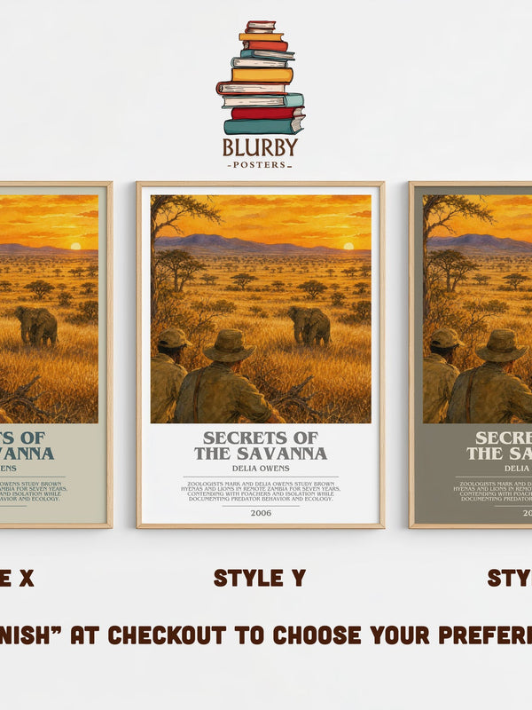 Secrets Of The Savanna bookish print in frame leaning in hallway – non fiction wall art