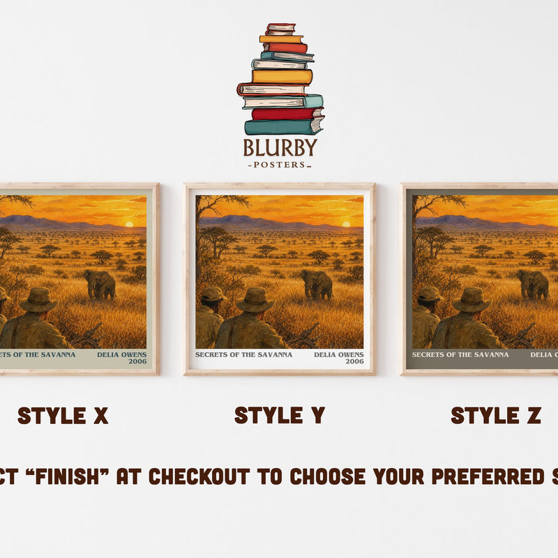 Secrets Of The Savanna literary print in frame leaning in hallway – non fiction wall art