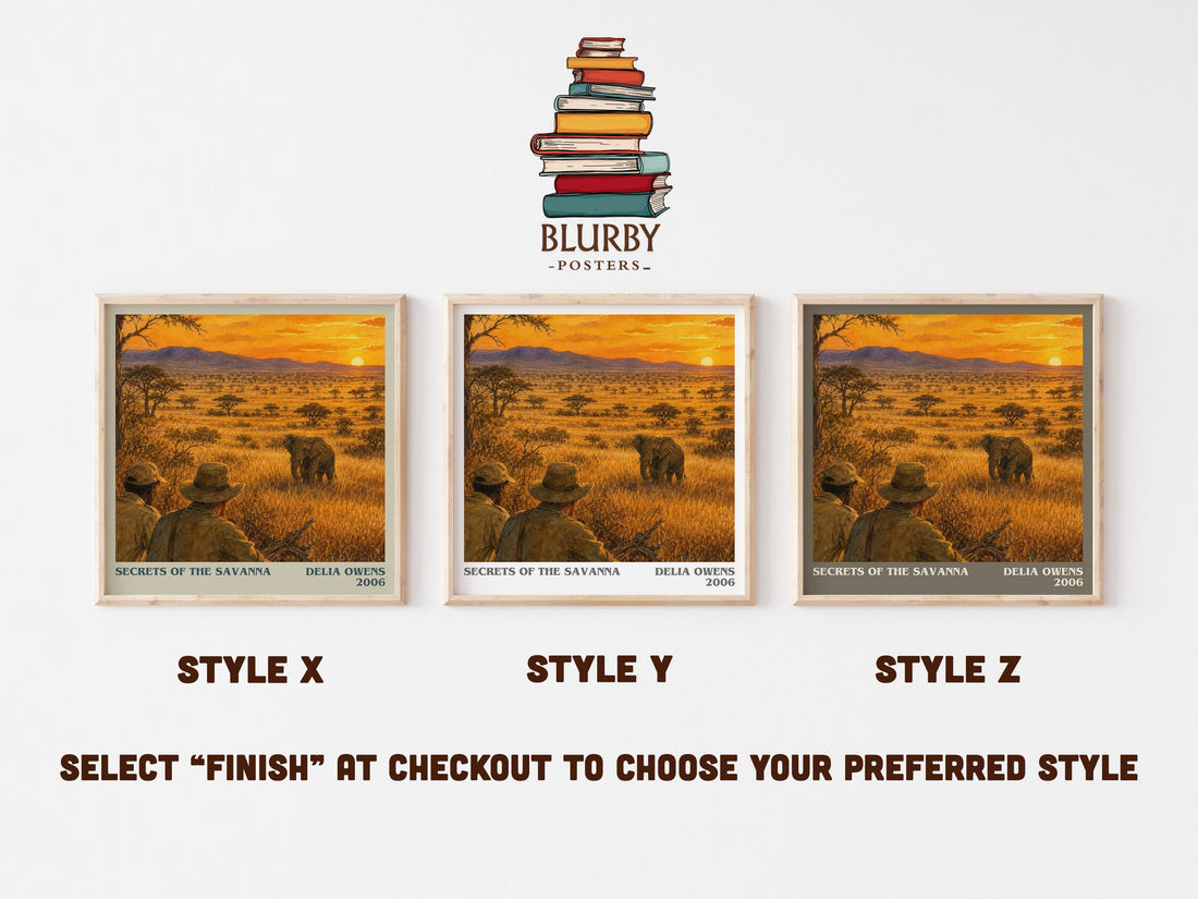 Secrets Of The Savanna literary print in frame leaning in hallway – non fiction wall art (mockup)