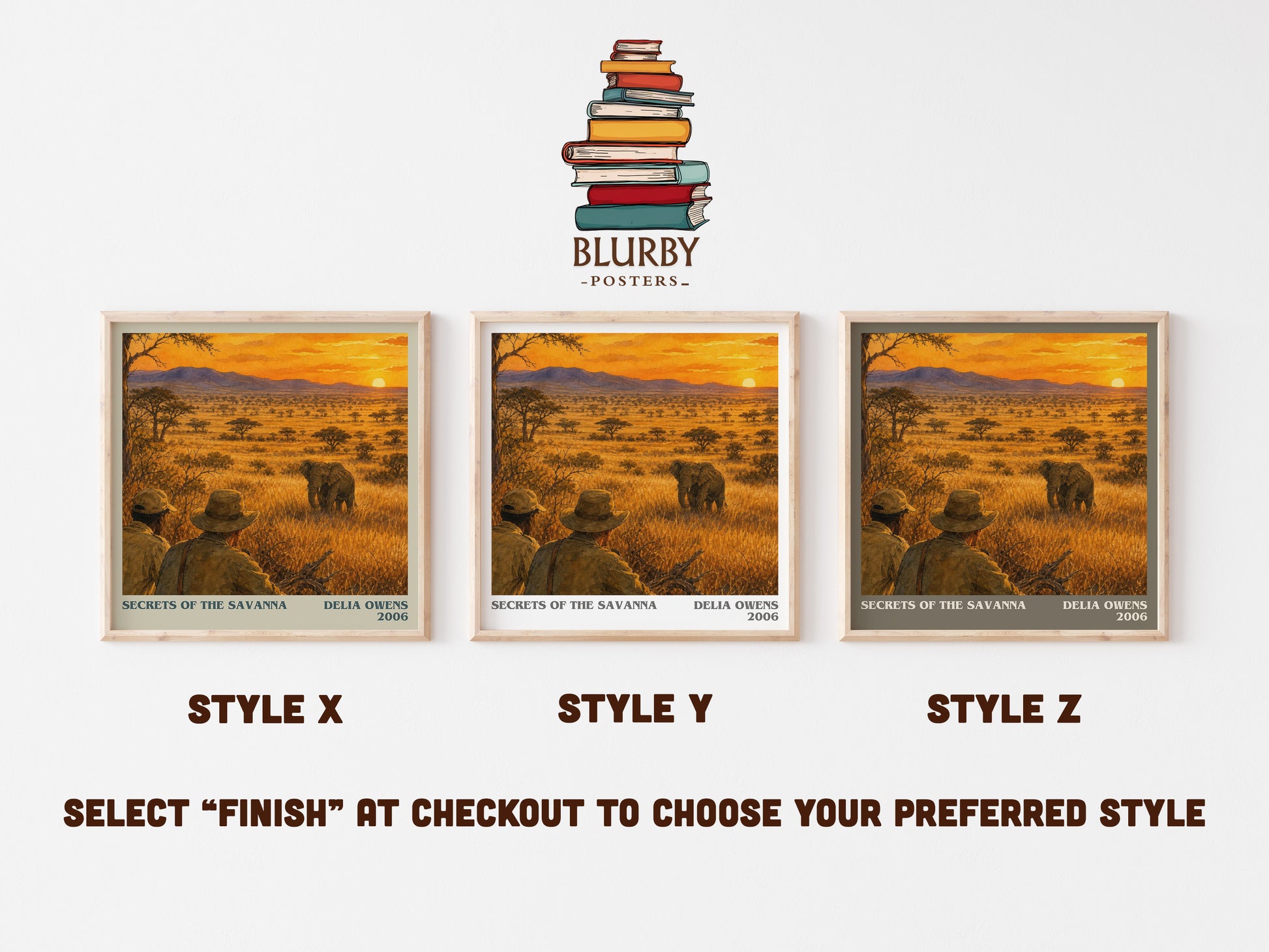 Secrets Of The Savanna literary print in frame leaning in hallway – non fiction wall art