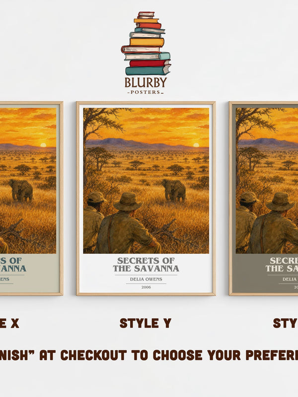 Secrets Of The Savanna book cover print in frame leaning in hallway – non fiction wall art