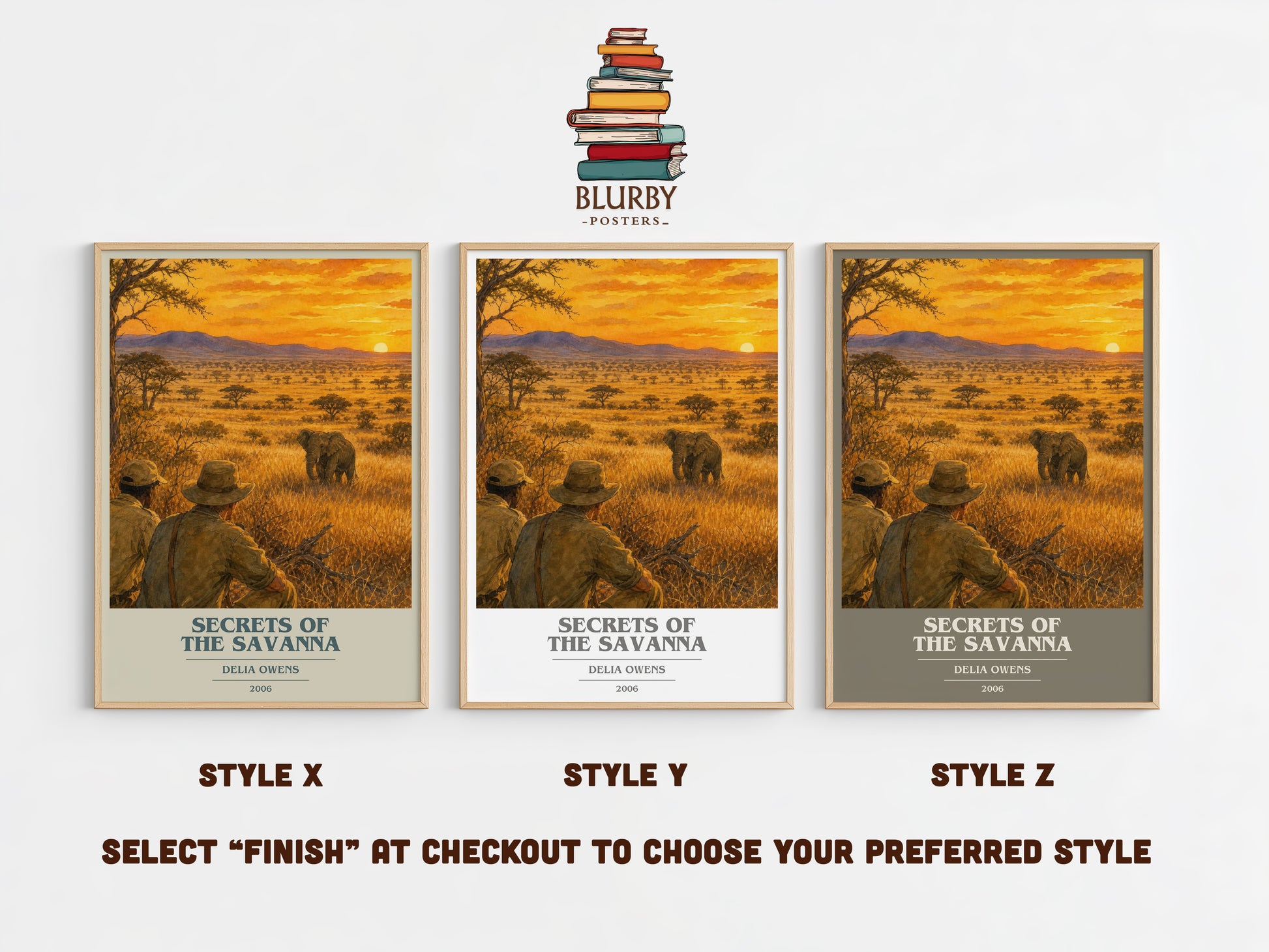 Secrets Of The Savanna book cover print in frame leaning in hallway – non fiction wall art