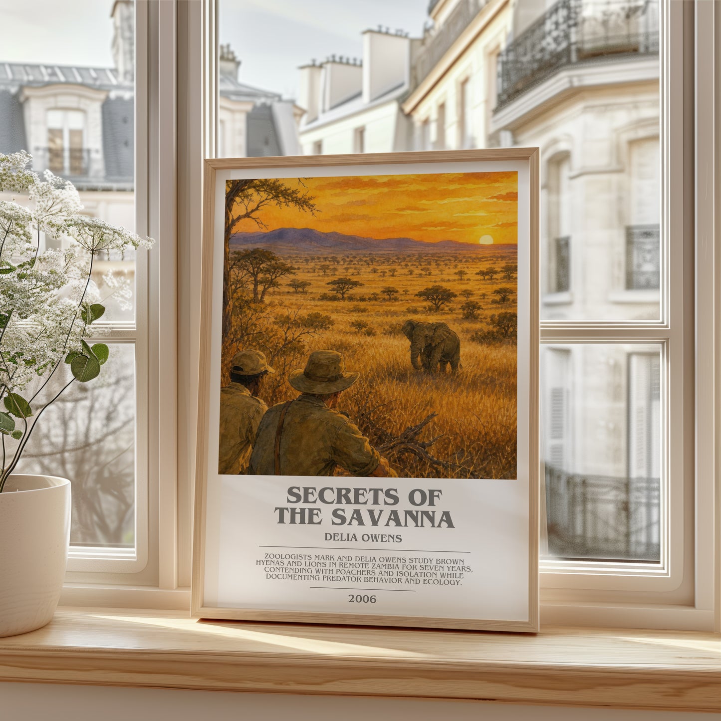Secrets Of The Savanna bookish poster colour and style options – Delia Owens book art