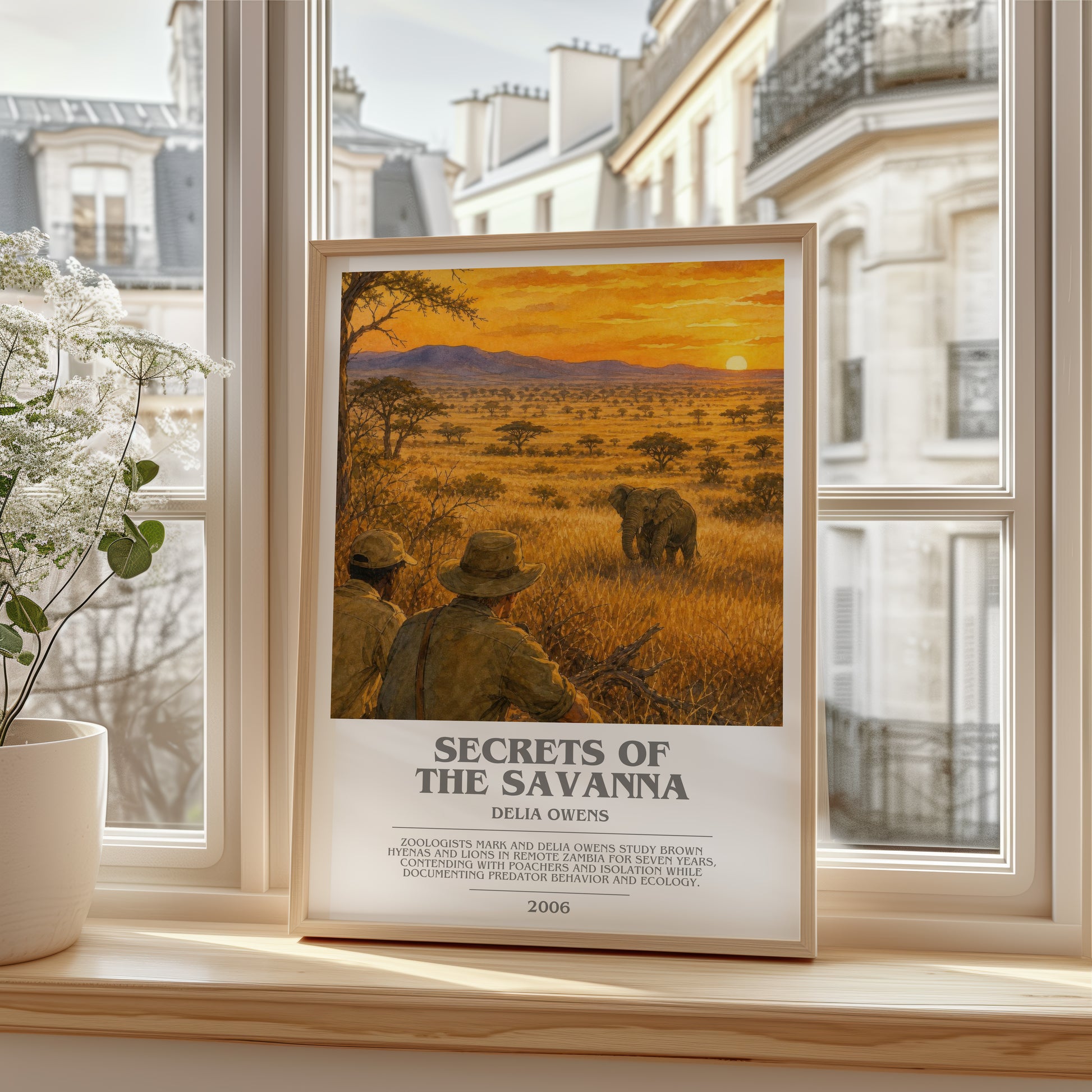 Secrets Of The Savanna bookish poster colour and style options – Delia Owens book art