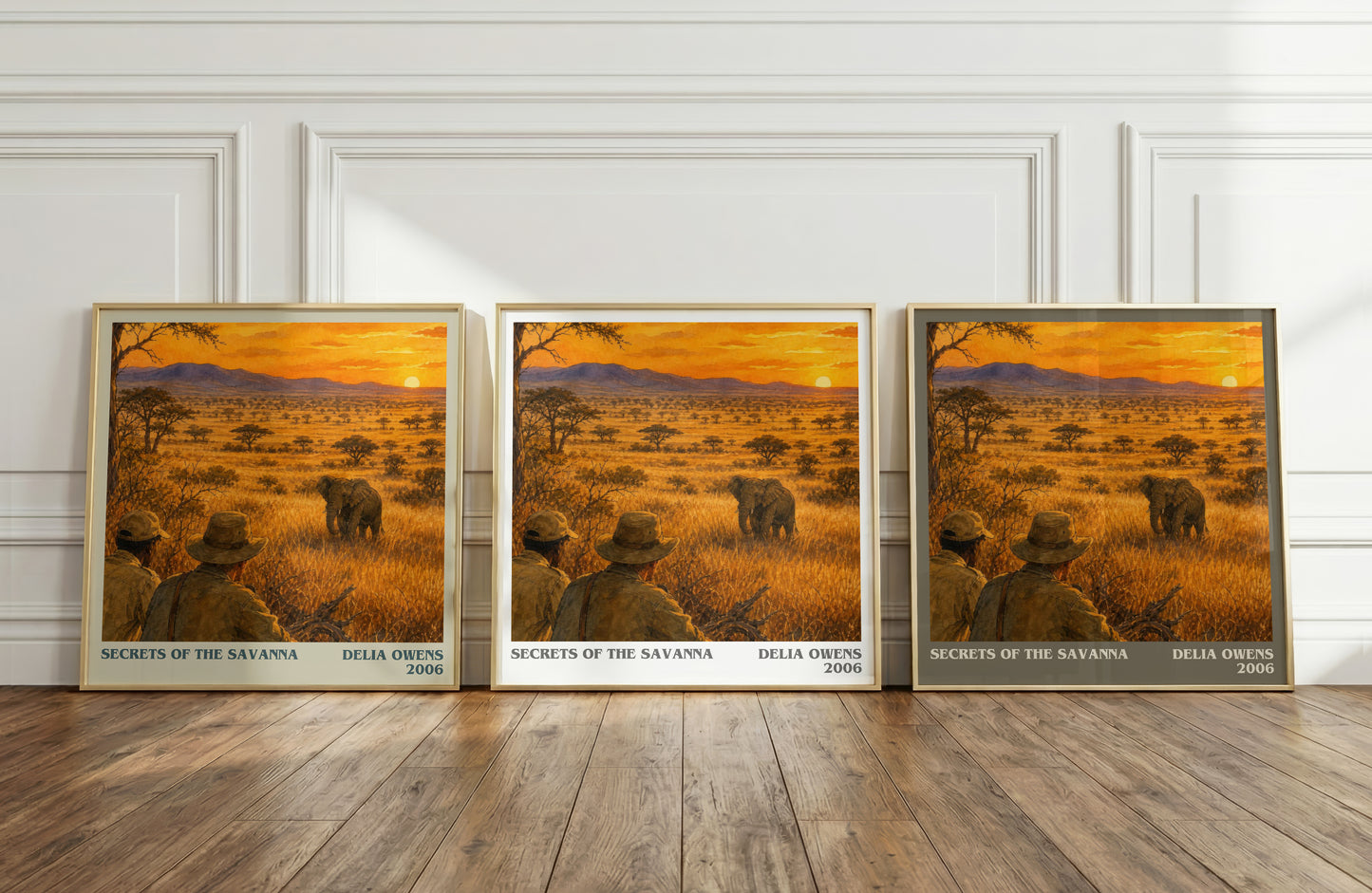 Secrets Of The Savanna literary art print colour and style options – Delia Owens book art