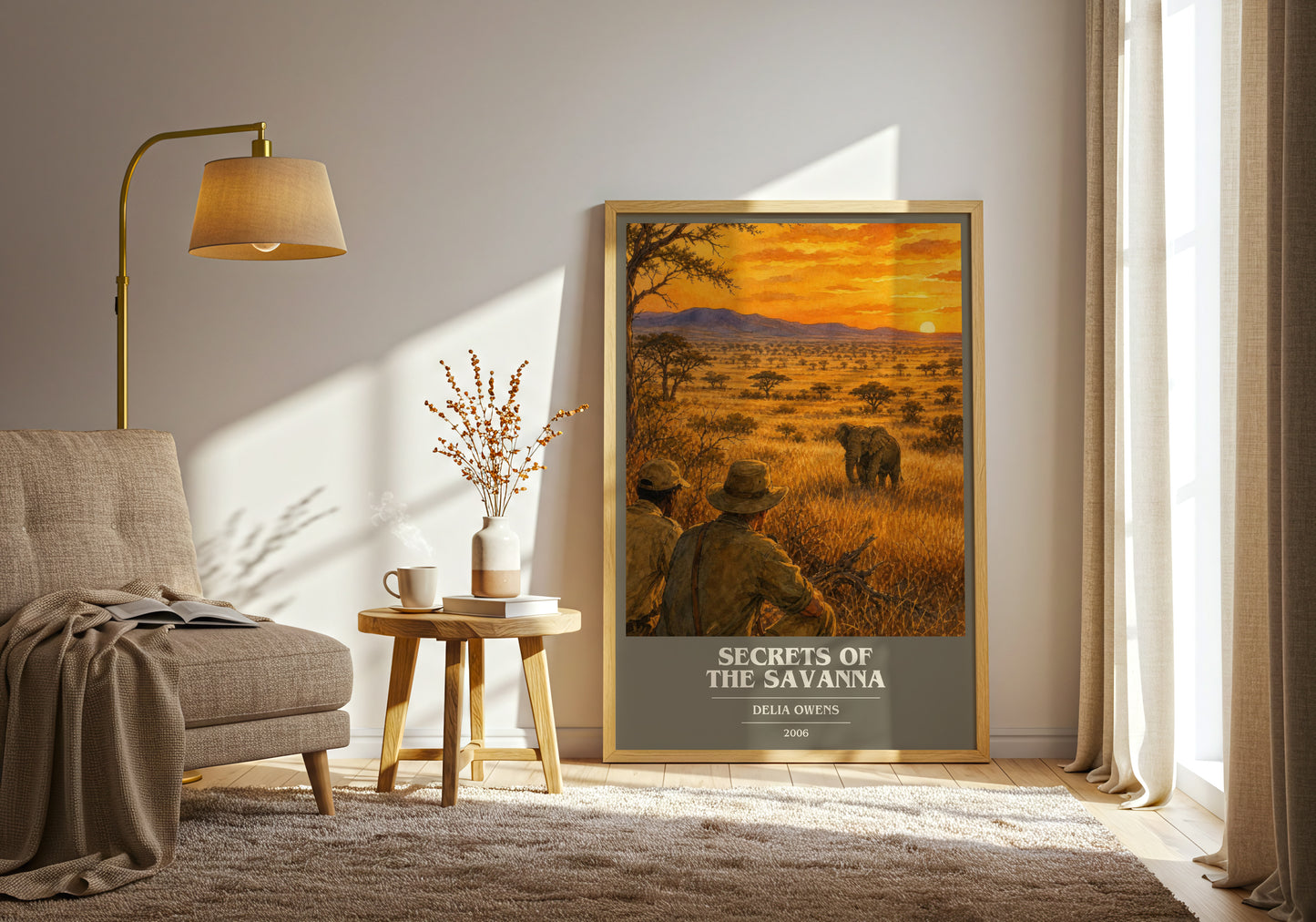 Secrets Of The Savanna book cover print on bookshelf – Delia Owens fan gift