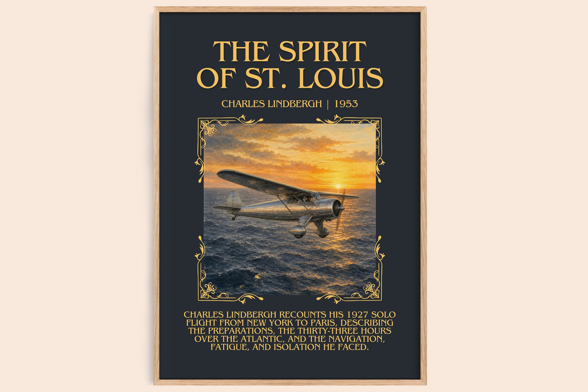 The Spirit of St. Louis Minimalist Book Poster by Charles Lindbergh