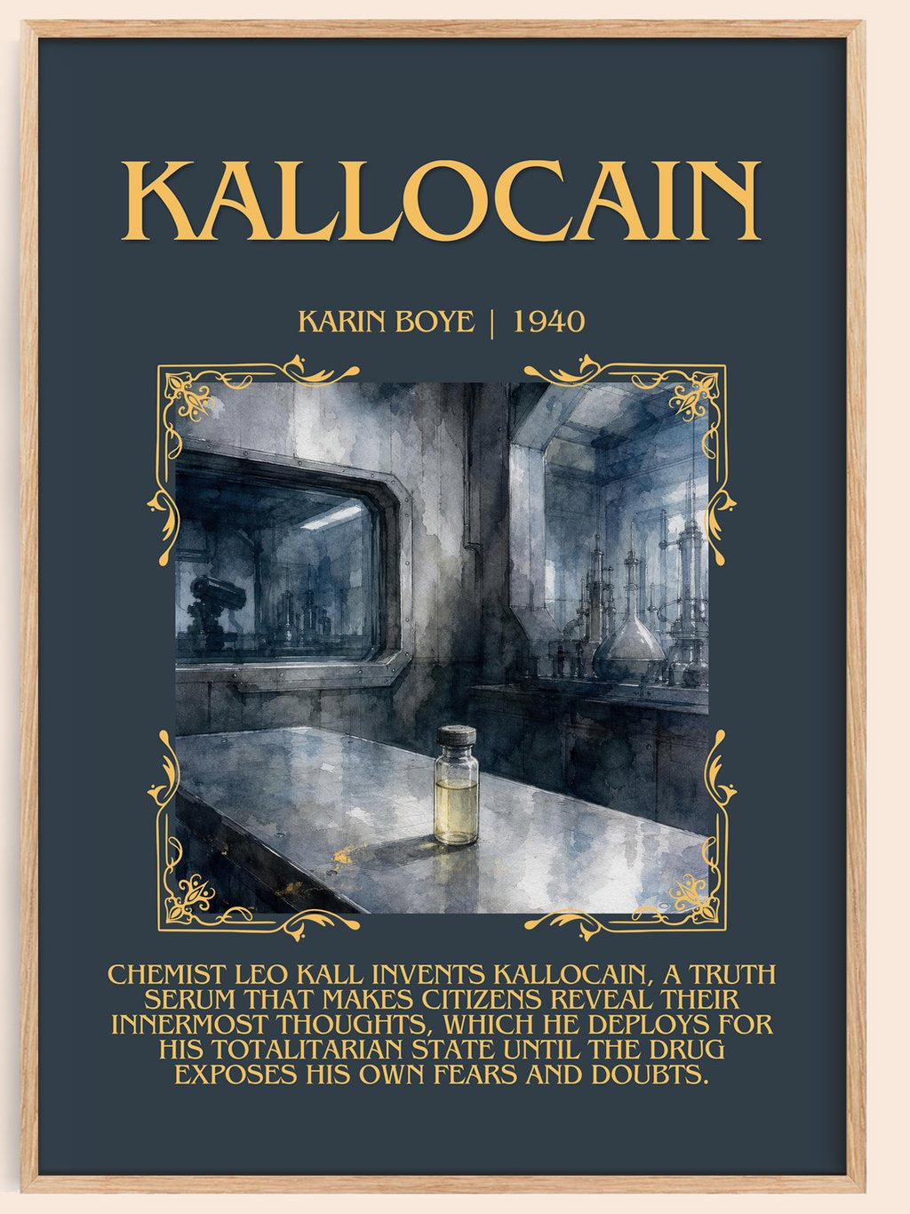 Kallocain Minimalist Book Poster by Karin Boye – book poster