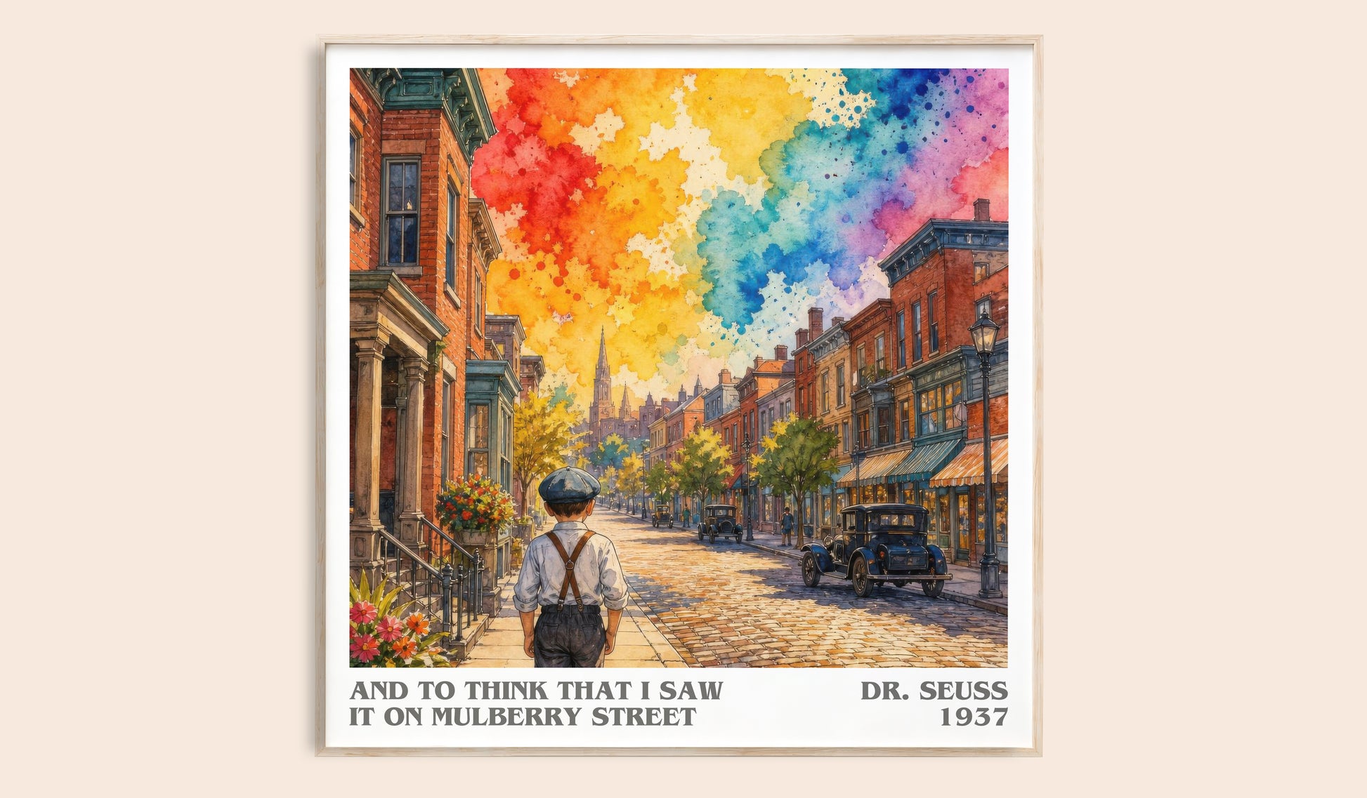 And To Think That I Saw It On Mulberry Street literary book poster by Dr. Seuss – framed literary art print