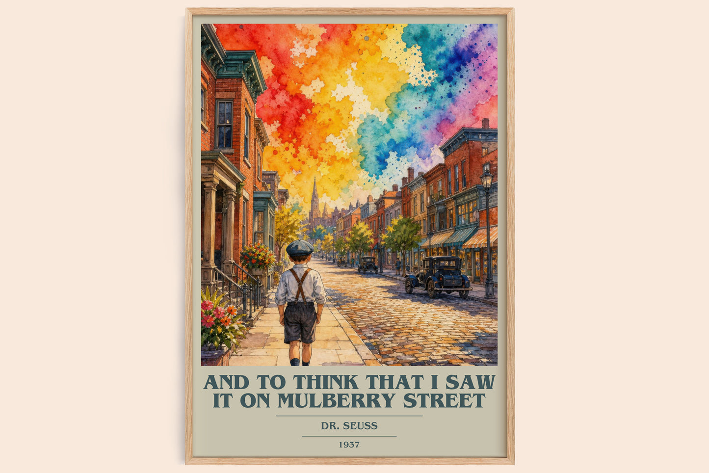 And To Think That I Saw It On Mulberry Street book cover book poster by Dr. Seuss – framed literary art print