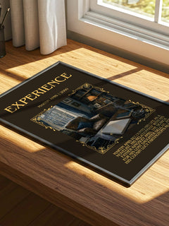 Experience Minimalist Book Poster by Martin Amis – print on a sunlit desk