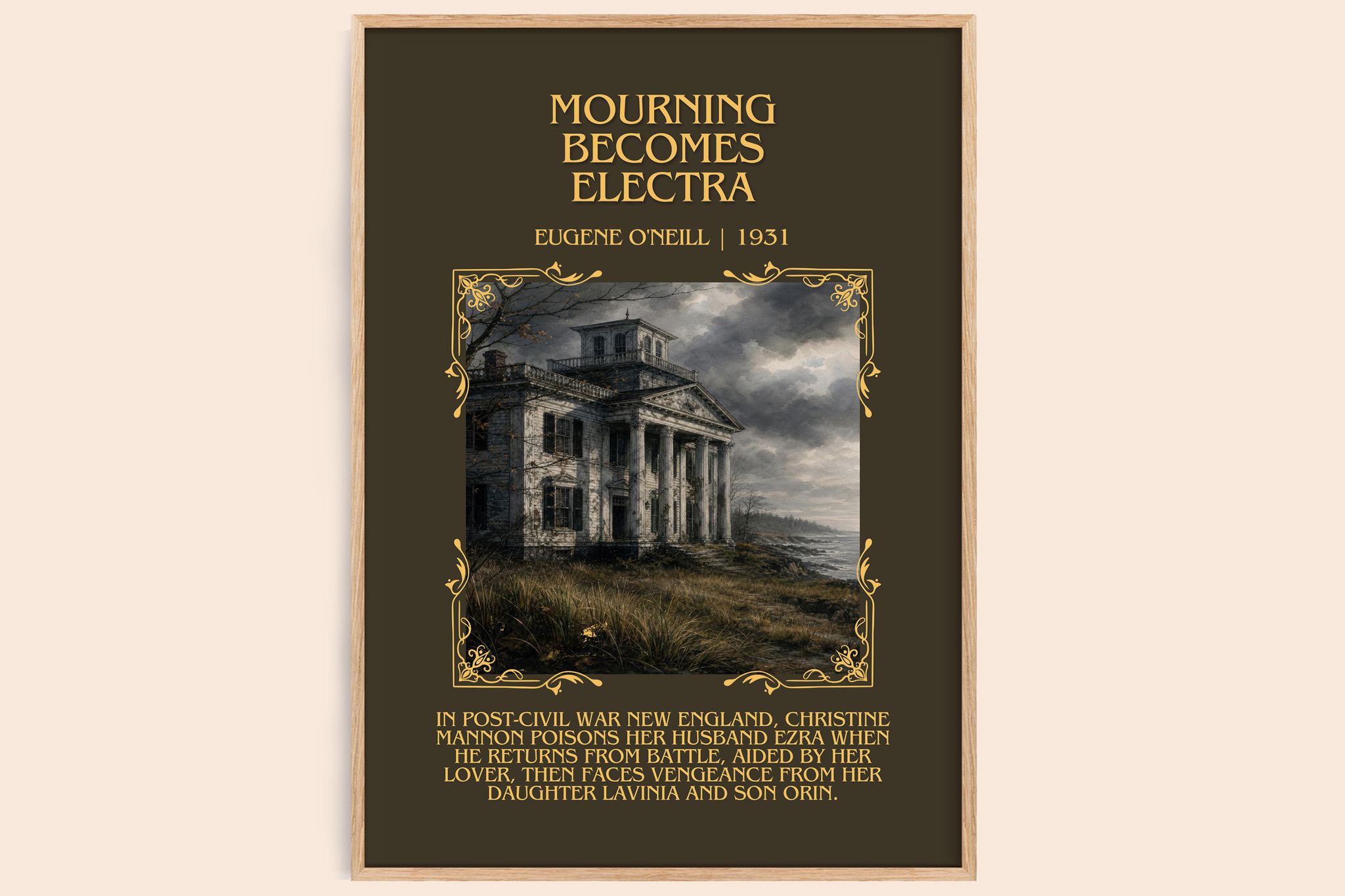 Mourning Becomes Electra Minimalist Book Poster by Eugene O'Neill
