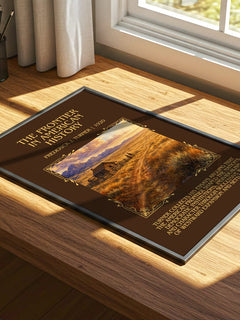 Frontier in American History Minimalist Book Poster by F. Turner – print on a sunlit desk