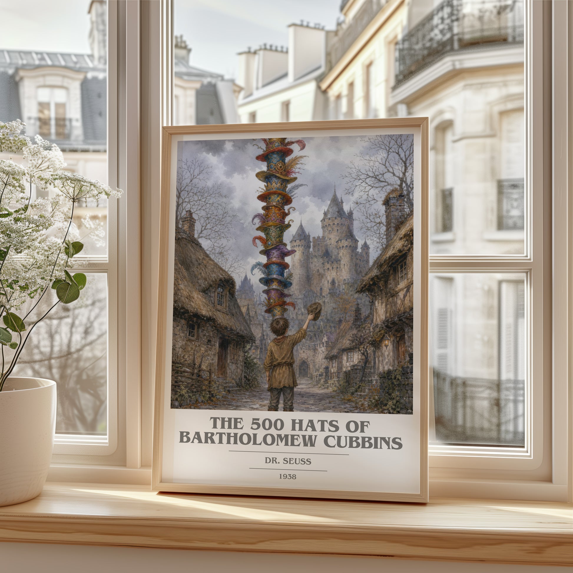The 500 Hats Of Bartholomew Cubbins book cover poster colour and style options – Dr. Seuss book art