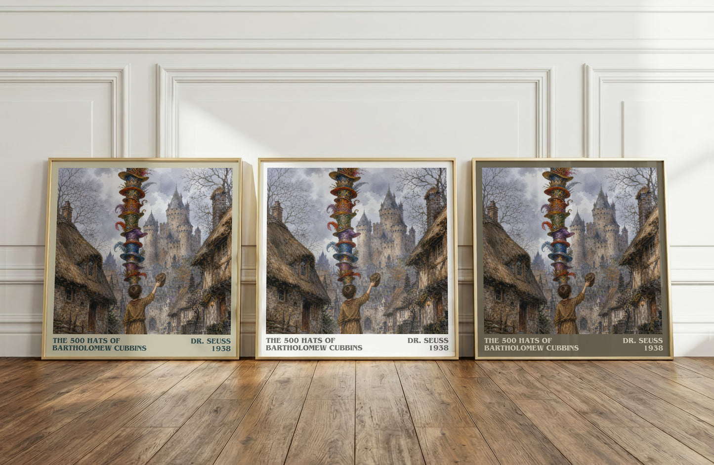 The 500 Hats Of Bartholomew Cubbins literary art print colour and style options – Dr. Seuss book art