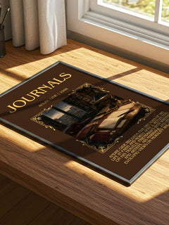 Journals Minimalist Book Poster by André Gide – print on a sunlit desk