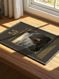 R. E. Lee Minimalist Book Poster by Douglas Southall Freeman – print on a sunlit desk