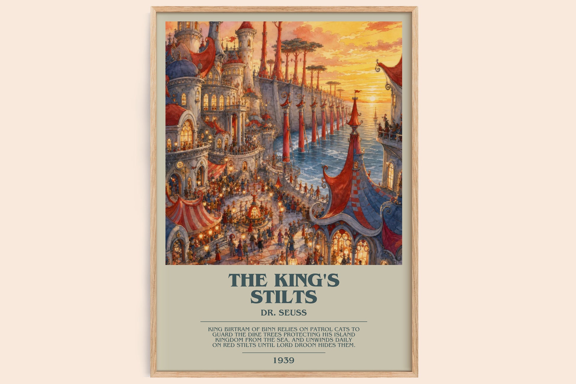 The King'S Stilts bookish book poster by Dr. Seuss – framed literary art print