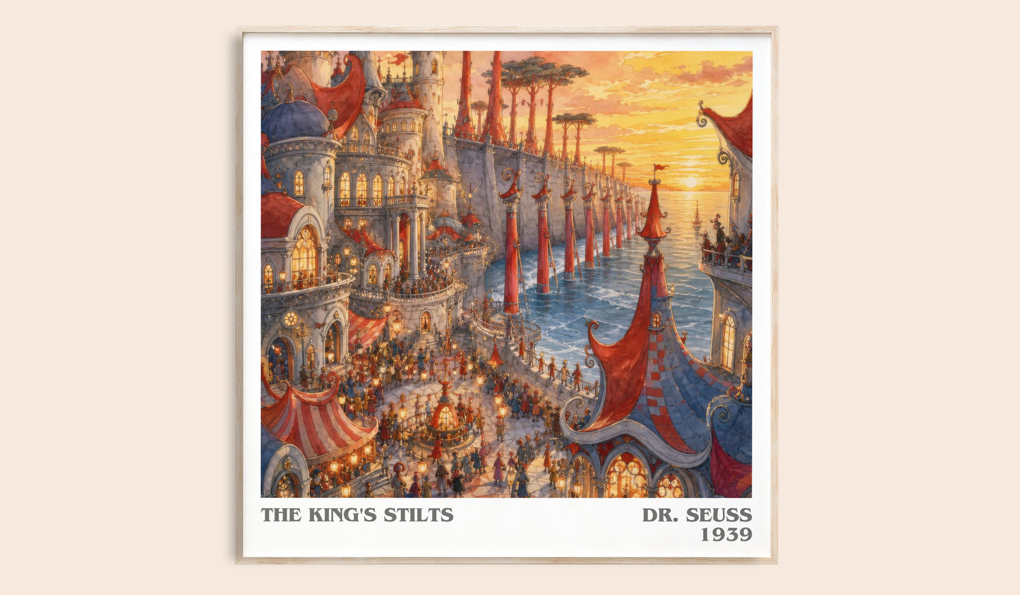The King'S Stilts literary book poster by Dr. Seuss – framed literary art print