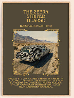 The Zebra Striped Hearse Minimalist Book Poster by Ross Macdonald – book poster