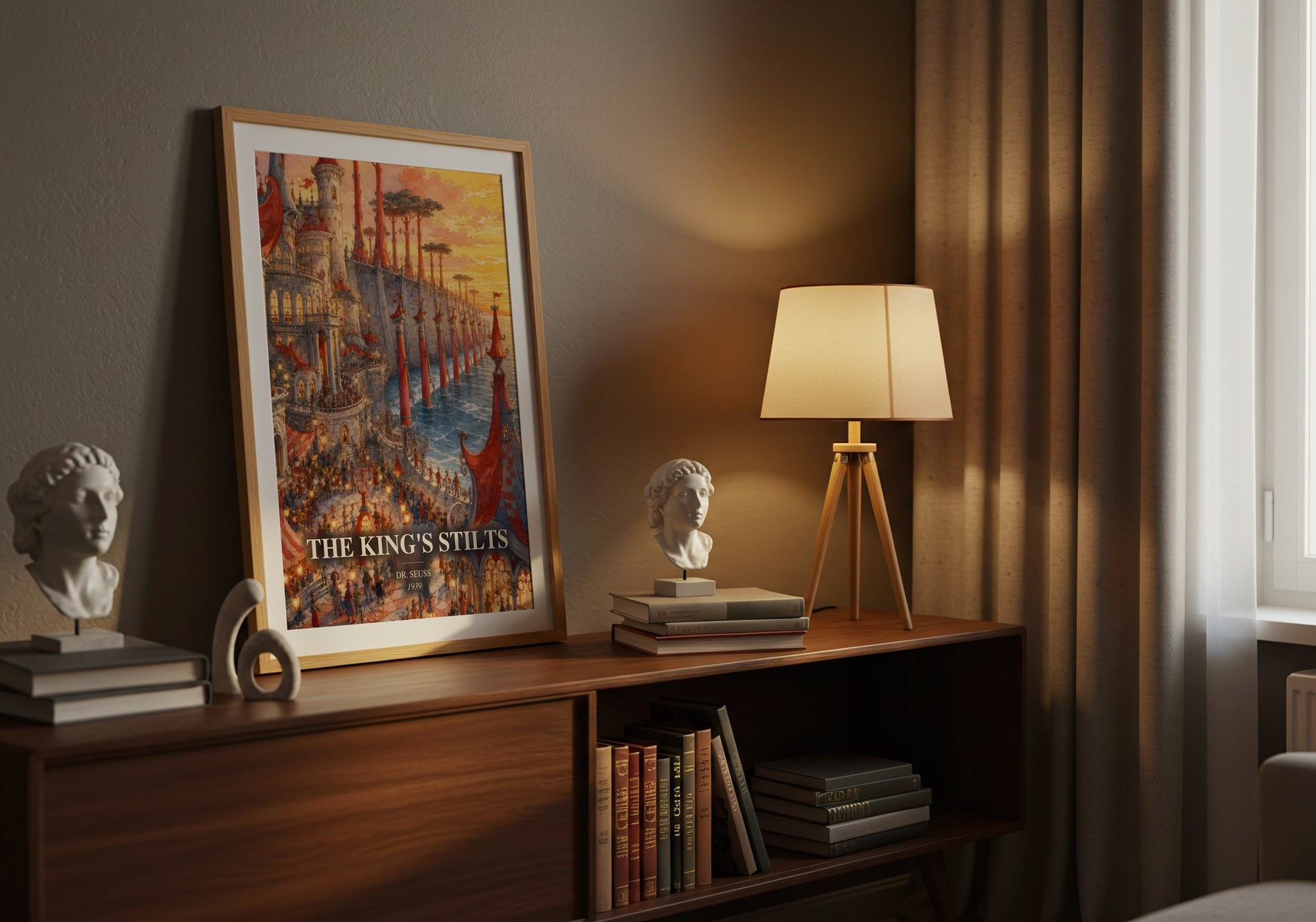 The King'S Stilts watercolour print on bookshelf – Dr. Seuss fan gift