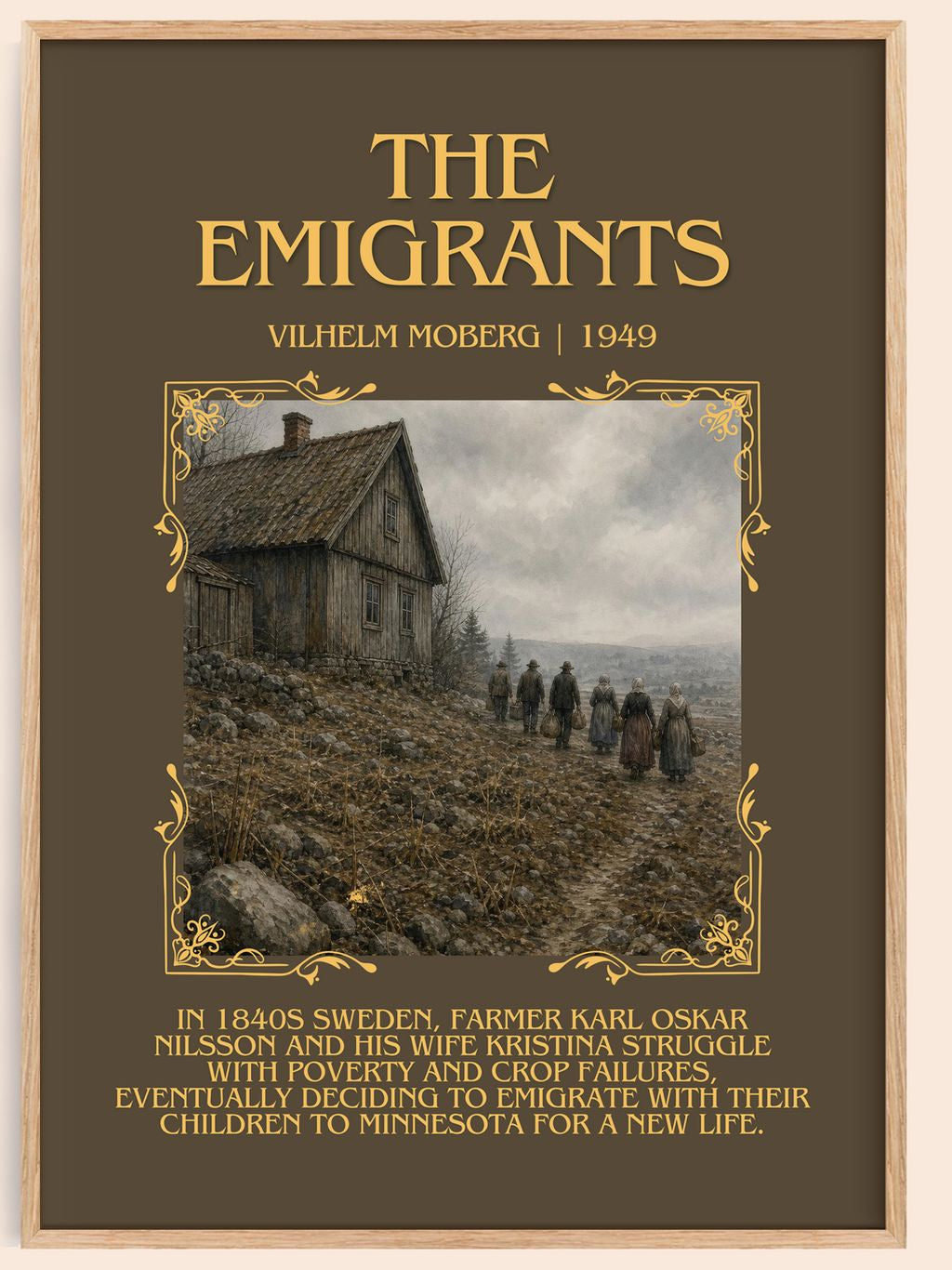 The Emigrants Minimalist Book Poster by Vilhelm Moberg – book poster