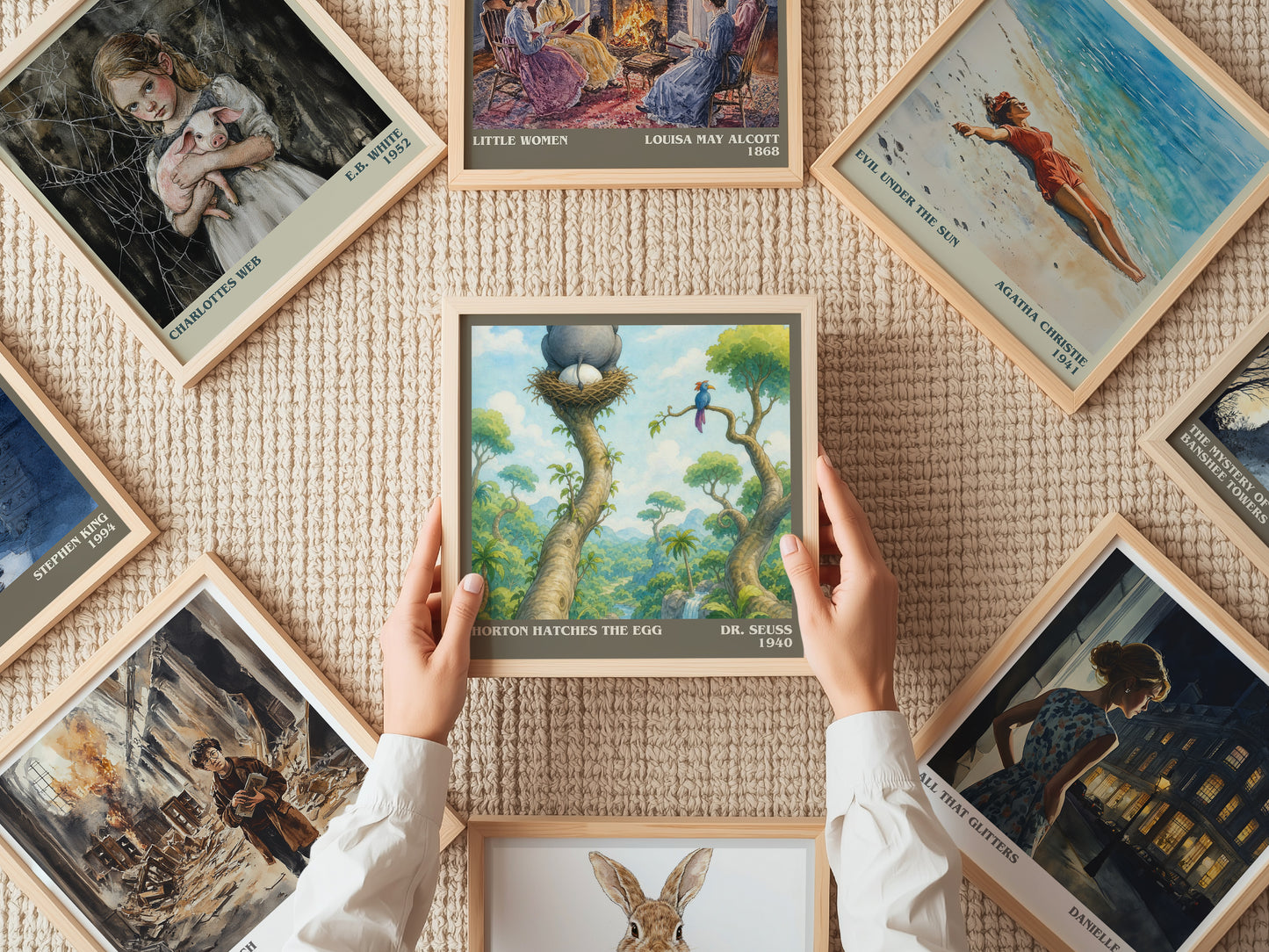Horton Hatches The Egg literary book poster framed on wall – childrens wall art