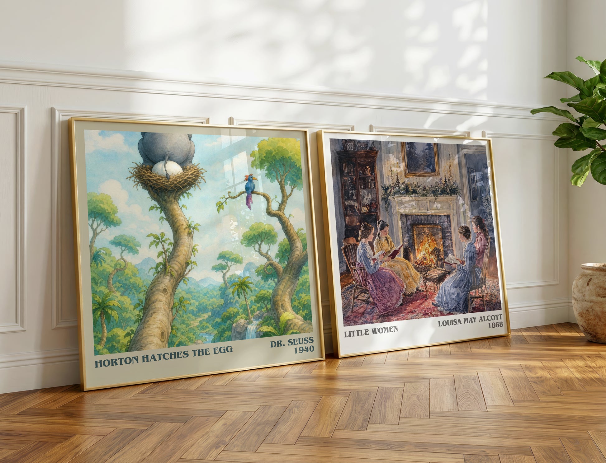 Horton Hatches The Egg literary print on bookshelf – Dr. Seuss fan gift